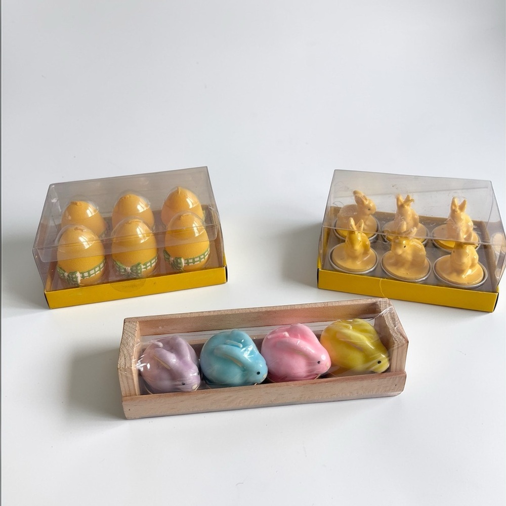 Vintage Easter Candle Set Bunnies Eggs Chicks Decor